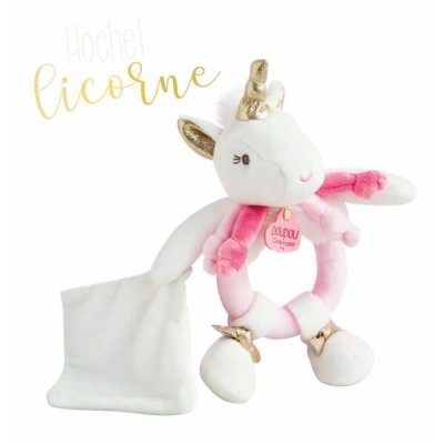 DOUDOU ET COMPAGNIE  Lucie la licorne - Hochet Avec Doudou