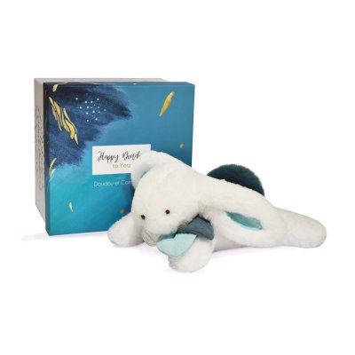 DOUDOU ET COMPAGNIE Doudou Lapin blanc  Happy Pop Pantin Pompon Paon 