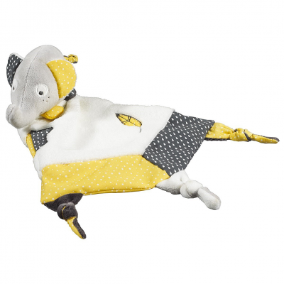 SAUTHON Doudou mouchoir El&eacute;phant en Velours Gris