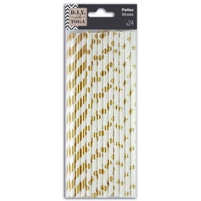 DRAEGER  by Toga Lot De 24 Pailles En Carton - Blanc Et Or