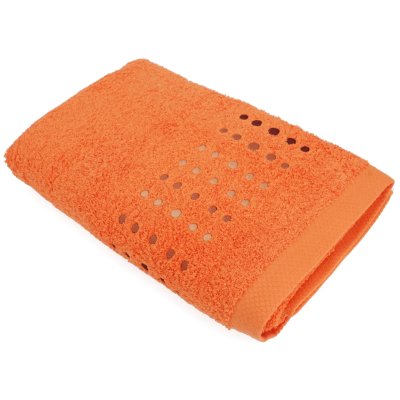 LINNEA Drap De Bain 100x150 Cm 100% Coton 550 G/M2 Pure Points Orange Butane