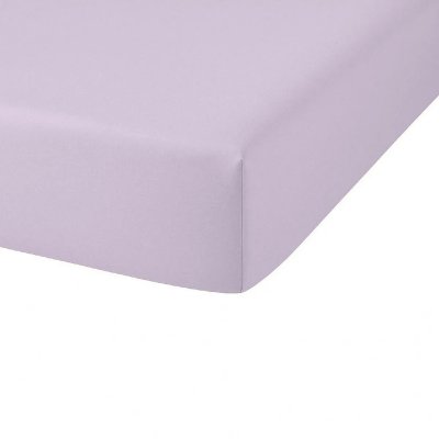 HOME COLLECTION Drap Drap housse en Coton Percale couleur Poudre de Lila 180 x 200 cm