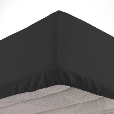 DOUCEUR D INTERIEUR Drap housse 1 personne 90 x 190 cm uni 57 fils lina Charbon