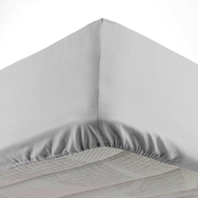 PARIS PRIX DRAP HOUSSE 2 PERSONNES 140 x 190 CM MICROFIBRE UNIE OSCAR GRIS CLAIR