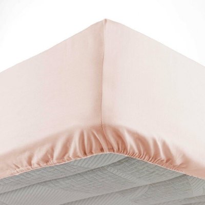 PARIS PRIX DRAP HOUSSE 2 PERSONNES 140 x 190 CM MICROFIBRE UNIE OSCAR NUDE