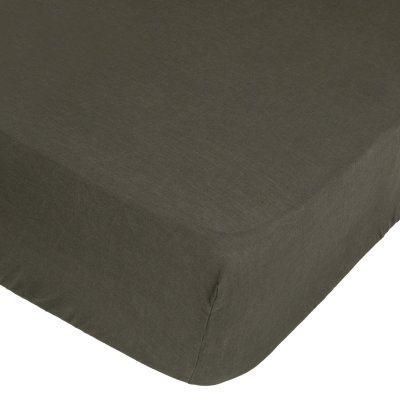 ATMOSPHERA Drap housse en 100%lin - Vert kaki - 200 x 160 cm