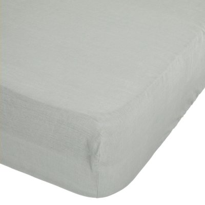 ATMOSPHERA Drap housse en lin ""adorable"" 160x200cm vert c&eacute;ladon