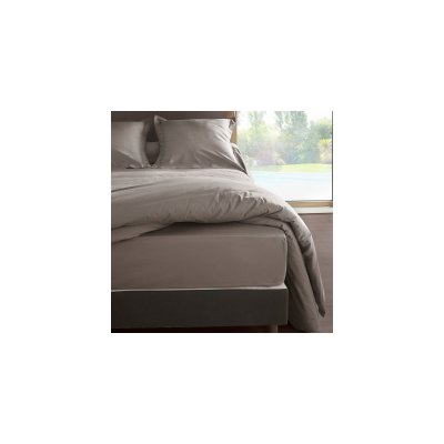 LABELISSIM Drap housse percale M&eacute;line 2  - Gris Cendre - 90 x 190 cm