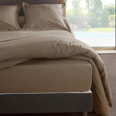 LABELLISM Drap housse percale M&eacute;line 2 LABELISSIM - Loutre - 160 x 200 cm
