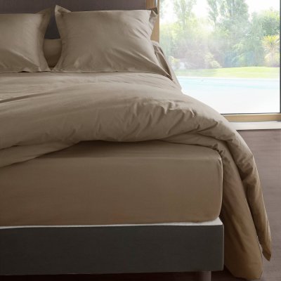 LABELLISM Drap housse percale M&eacute;line 2 LABELISSIM - Loutre - 180 x 200 cm