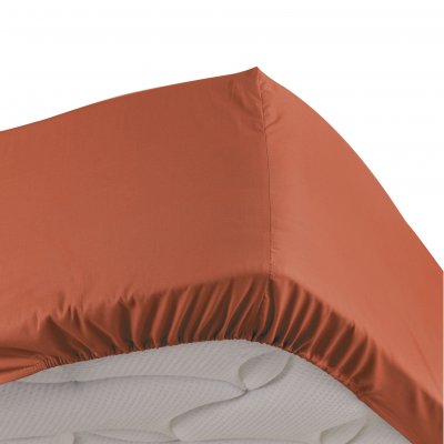 DOUCEUR D INTERIEUR Drap housse ""percaline"" 180x200cm terracotta