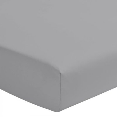 HOME LINGE PASSION Drap housse uni 100% coton - Bonnet 25cm - Gris clair - 140x190 cm