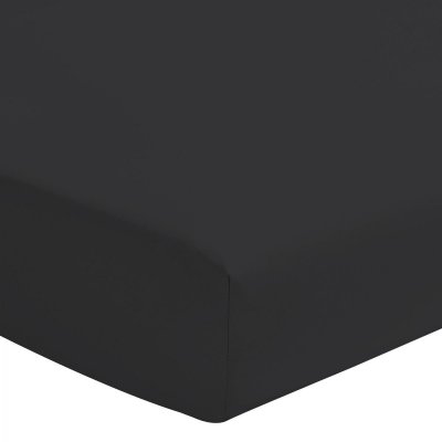 HOME LINGE PASSION Drap housse uni 100% coton - Bonnet 25cm - Noir - 140x190 cm - Noir