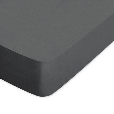 Drap housse uni 100x200 cm bonnet 40 cm coton alto gris manhattan