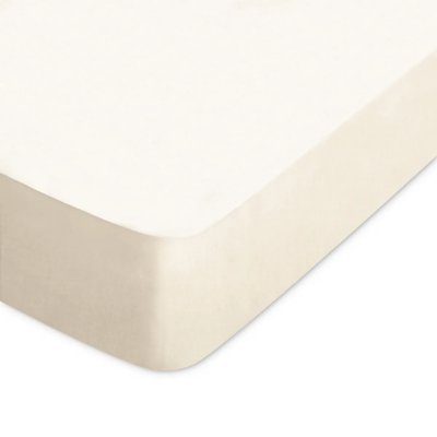 LINNEA Drap Housse uni 160x200 cm Bonnet 40 cm 100% Coton Alto Cr&egrave;me