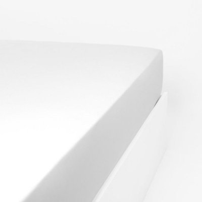 LINANDELLE Drap housse uni 200 fils en de coton blanc 160x200 cm