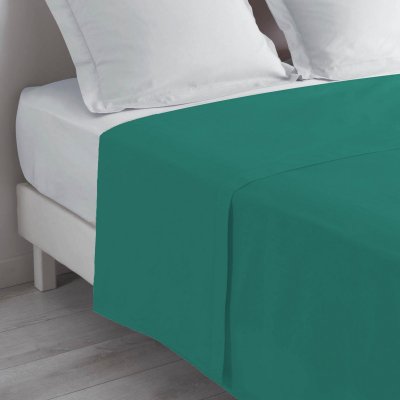 DOUCEUR D INTERIEUR Drap plat Biolina en coton biologique &eacute;meraude 180x290