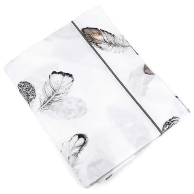 LINNEA Drap plat percale pur coton plumes 180x290 cm - Blanc