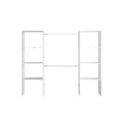 Dressing blanc avec &eacute;tag&egrave;res et penderies 220x40x180 ELYSEE