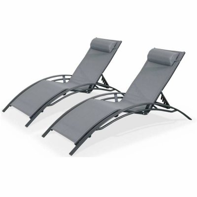 SWEEEK Duo de bains de soleil aluminium et textil&egrave;ne - Louisa Anthracite