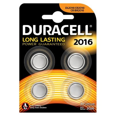 DURACELL  4 Piles Bouton CR 2016