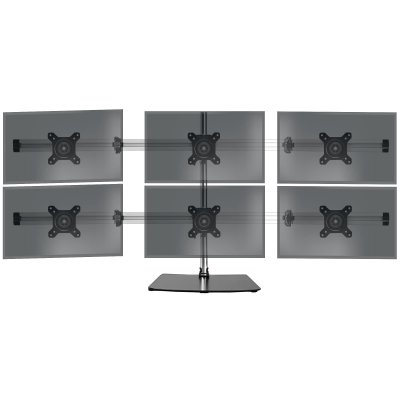 DURONIC  DM756 Support sextuple 6 &eacute;crans PC sur socle - Potence de 70 cm - Rotatif / Inclinable