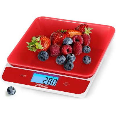 DURONIC  KS100 RD Balance de cuisine num&eacute;rique avec bol d&eacute;montable - 5 kg