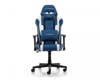  DXRacer Chaise&nbsp;Gaming, Simili cuir, Bleu-blanc, Jusqu'&agrave; 1,85 m