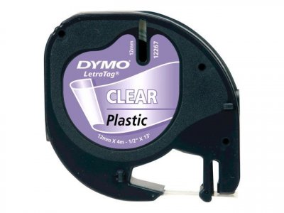 DYMO  Lot de 3 Cassettes Ruban LetraTag Polyester 12 mm x 4 m Noir sur Transparent
