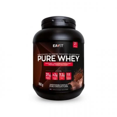 EA FIT EAFIT Pure Whey - Croissance musculaire - Prot&eacute;ines de Whey - Saveur Double Chocolat - 850g 