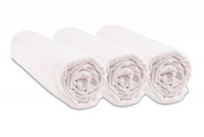 PAS DE MARQUE EASYDORT Lot de 3 Draps Housse Jersey Coton Bio Blanc - 70 x 140 cm