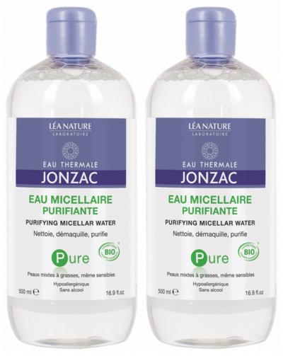 EAU THERMALE JONZAC Eau de Jonzac Pure Eau Micellaire Purifiante Bio Lot de 2 x 500 ml