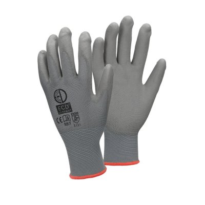 ECD GERMANY  48 Paires de Gants de Travail en PU - Taille 7-S - Couleur Gris - &Eacute;lastique -