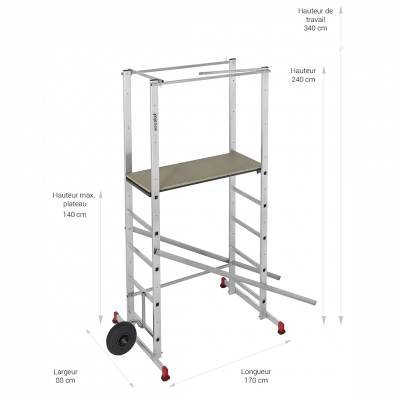 ESCALUX Echafaudage de jardin aluminium 3 m HORTUS 140