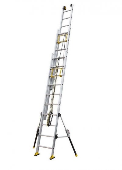 CENTAURE Echelle coulissante 3 plans &agrave; corde C3 stab' 3m80/8m95 - 