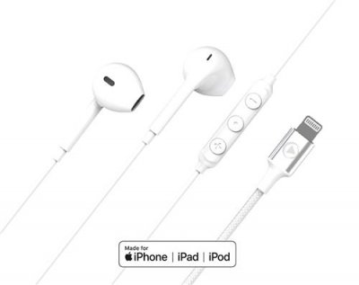 FORCE PLAY Ecouteurs avec fil  KP Bouton Lightning Blanc 