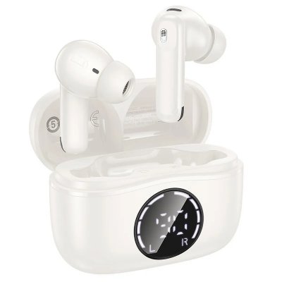 YONIS Ecouteurs Bluetooth ANC ENC R&eacute;duction De Bruit Sans Fil Autonomie 7h Noir Blanc 