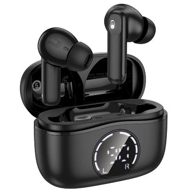 YONIS Ecouteurs Bluetooth Anc Enc R&eacute;duction De Bruit Sans Fil Autonomie 7h Noir Noir 