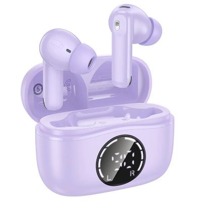 YONIS Ecouteurs Bluetooth Anc Enc R&eacute;duction De Bruit Sans Fil Autonomie 7h Noir Violet 2 