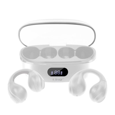 LINQ Ecouteurs Bluetooth Conduction A&eacute;rienne Sans Fil Design Clip On Micro Blanc