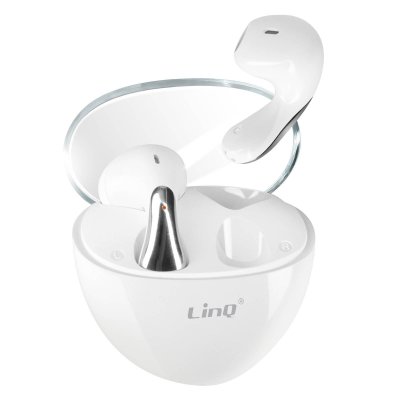 LINQ &Eacute;couteurs Bluetooth Intra-auriculaires Design Goutte D'eau et Bo&icirc;tier  Blanc 