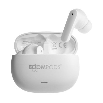 BOOMPODS Ecouteurs Bluetooth Sans Fil 5.3 ANC avec Mode Open-Ear pour Sport IPX4 Blanc