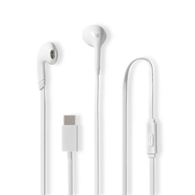 NEDIS Ecouteurs Filaires 3.5mm avec Micro et Contr&ocirc;le du Volume 1.2m Blanc