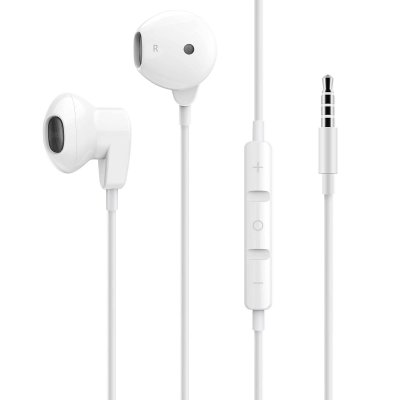 LINQ Ecouteurs Filaires Jack 3.5mm Microphone Fonction Kit Mains Libres Blanc