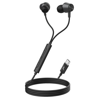 AKASHI &Eacute;couteurs Filaires USB-C R&eacute;duction de Bruit Micro T&eacute;l&eacute;commande  Noir 