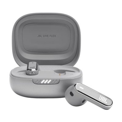 JBL Ecouteurs  Live Flex Argente- Ecouteurs sans fil a reduction de bruit