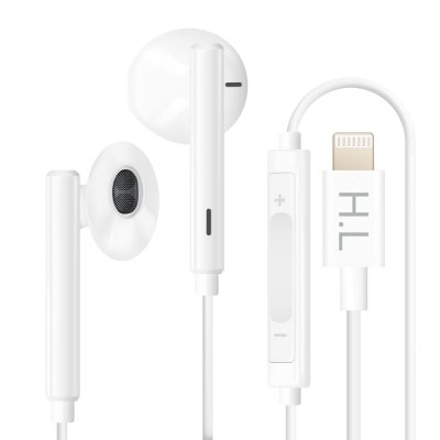 AVIZAR Ecouteurs Lightning pour iPhone Microphone Boutons de Commande Blanc