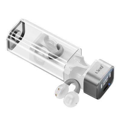 LINQ Ecouteurs sans fil Clip Conduction A&eacute;rienne Micro Appel Touche Tactile Blanc