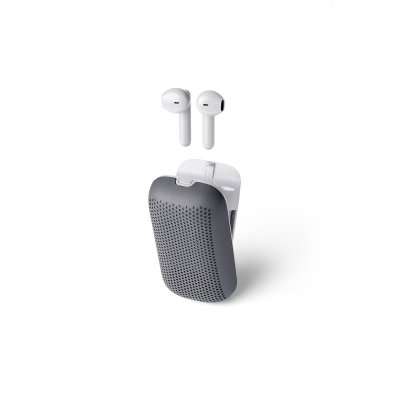  Ecouteurs sans fil et Enceinte Bluetooth SPEAKERBUDS ABS Gris clair