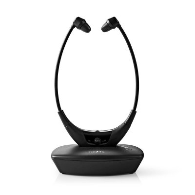 NEDIS Ecouteurs sans fil radio fr&eacute;quence (rf) supra-auriculaire socle de recharge noir